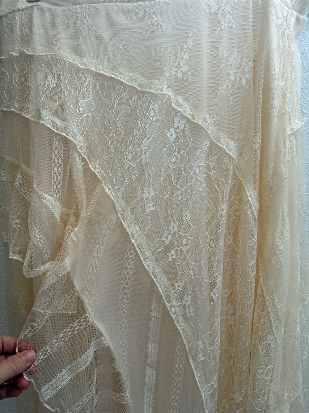 Romantic Cream Lace Ruffle Maxi Skirt - Women's Layered Boho Style - Picture 4 of 7